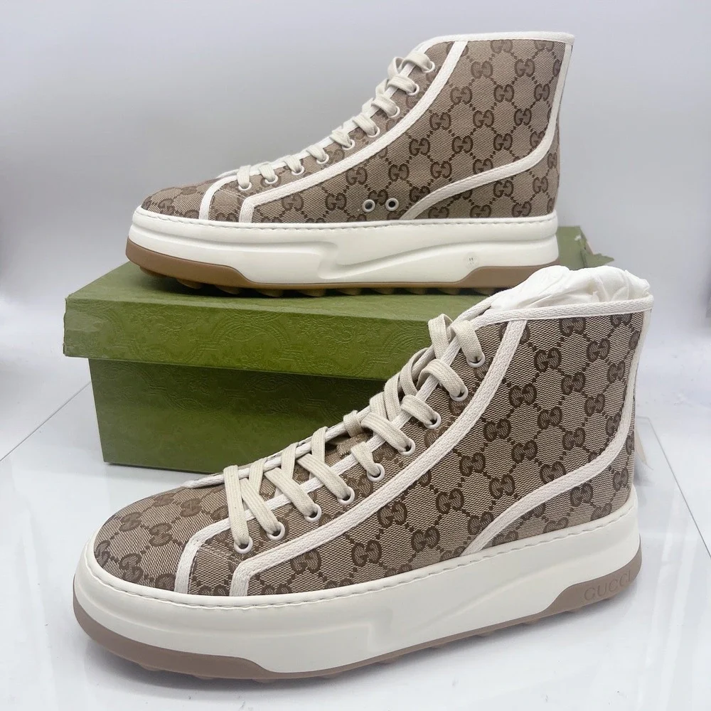 Gucci TENNIS 1977 TRECK HIGH GG JACQUARD SNEAKER Interlocking Mens UK 11 US 11.5